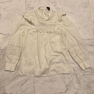 J Crew Ivory Crocheted Lace Ruffle Blouse SZ: S
